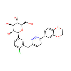 OC[C@H]1O[C@@H](c2ccc(Cl)c(Cc3ccc(-c4ccc5c(c4)OCCO5)nn3)c2)[C@H](O)[C@@H](O)[C@@H]1O ZINC000049785882