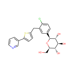 OC[C@H]1O[C@@H](c2ccc(Cl)c(Cc3ccc(-c4cccnc4)s3)c2)[C@H](O)[C@@H](O)[C@@H]1O ZINC000096282340