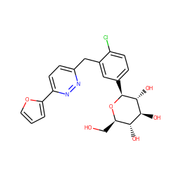 OC[C@H]1O[C@@H](c2ccc(Cl)c(Cc3ccc(-c4ccco4)nn3)c2)[C@H](O)[C@@H](O)[C@@H]1O ZINC000049037418