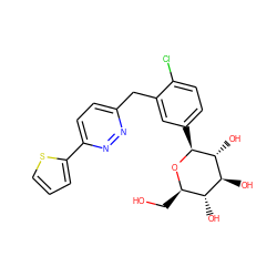 OC[C@H]1O[C@@H](c2ccc(Cl)c(Cc3ccc(-c4cccs4)nn3)c2)[C@H](O)[C@@H](O)[C@@H]1O ZINC000049110962