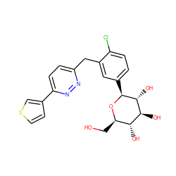 OC[C@H]1O[C@@H](c2ccc(Cl)c(Cc3ccc(-c4ccsc4)nn3)c2)[C@H](O)[C@@H](O)[C@@H]1O ZINC000049126142