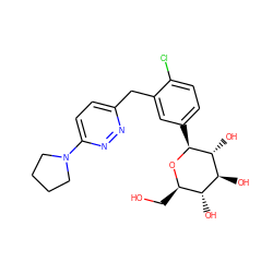 OC[C@H]1O[C@@H](c2ccc(Cl)c(Cc3ccc(N4CCCC4)nn3)c2)[C@H](O)[C@@H](O)[C@@H]1O ZINC000049035198