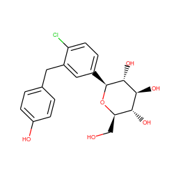 OC[C@H]1O[C@@H](c2ccc(Cl)c(Cc3ccc(O)cc3)c2)[C@H](O)[C@@H](O)[C@@H]1O ZINC000040425417