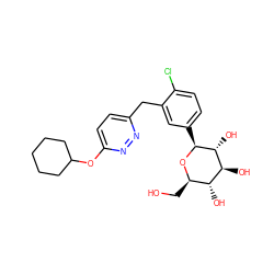 OC[C@H]1O[C@@H](c2ccc(Cl)c(Cc3ccc(OC4CCCCC4)nn3)c2)[C@H](O)[C@@H](O)[C@@H]1O ZINC000049112004