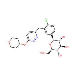 OC[C@H]1O[C@@H](c2ccc(Cl)c(Cc3ccc(OC4CCOCC4)nn3)c2)[C@H](O)[C@@H](O)[C@@H]1O ZINC000049112118