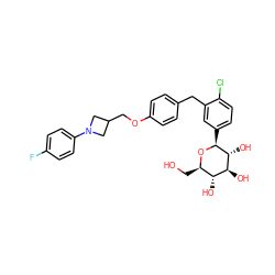 OC[C@H]1O[C@@H](c2ccc(Cl)c(Cc3ccc(OCC4CN(c5ccc(F)cc5)C4)cc3)c2)[C@H](O)[C@@H](O)[C@@H]1O ZINC000201748199