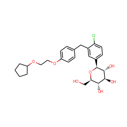 OC[C@H]1O[C@@H](c2ccc(Cl)c(Cc3ccc(OCCOC4CCCC4)cc3)c2)[C@H](O)[C@@H](O)[C@@H]1O ZINC000059051563