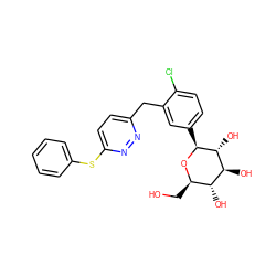 OC[C@H]1O[C@@H](c2ccc(Cl)c(Cc3ccc(Sc4ccccc4)nn3)c2)[C@H](O)[C@@H](O)[C@@H]1O ZINC000049054747