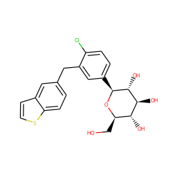 OC[C@H]1O[C@@H](c2ccc(Cl)c(Cc3ccc4sccc4c3)c2)[C@H](O)[C@@H](O)[C@@H]1O ZINC000142229534