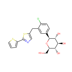 OC[C@H]1O[C@@H](c2ccc(Cl)c(Cc3cnc(-c4cccs4)s3)c2)[C@H](O)[C@@H](O)[C@@H]1O ZINC000066078825