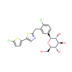 OC[C@H]1O[C@@H](c2ccc(Cl)c(Cc3ncc(-c4ccc(Cl)s4)s3)c2)[C@H](O)[C@@H](O)[C@@H]1O ZINC000066076193