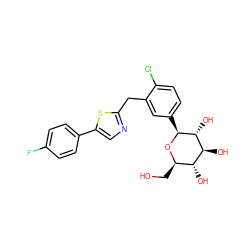 OC[C@H]1O[C@@H](c2ccc(Cl)c(Cc3ncc(-c4ccc(F)cc4)s3)c2)[C@H](O)[C@@H](O)[C@@H]1O ZINC000066078575