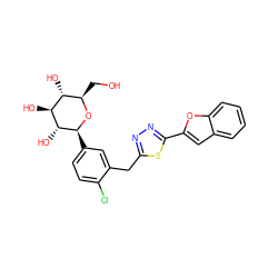 OC[C@H]1O[C@@H](c2ccc(Cl)c(Cc3nnc(-c4cc5ccccc5o4)s3)c2)[C@H](O)[C@@H](O)[C@@H]1O ZINC000045368770