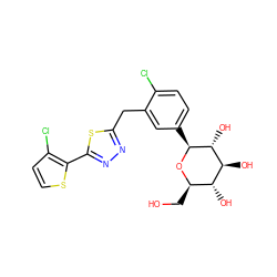 OC[C@H]1O[C@@H](c2ccc(Cl)c(Cc3nnc(-c4sccc4Cl)s3)c2)[C@H](O)[C@@H](O)[C@@H]1O ZINC000045389089