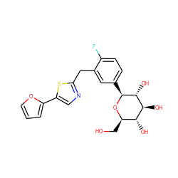 OC[C@H]1O[C@@H](c2ccc(F)c(Cc3ncc(-c4ccco4)s3)c2)[C@H](O)[C@@H](O)[C@@H]1O ZINC000066065874