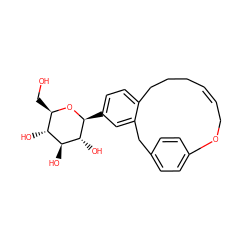 OC[C@H]1O[C@@H](c2ccc3c(c2)Cc2ccc(cc2)OC/C=C/CCC3)[C@H](O)[C@@H](O)[C@@H]1O ZINC000071340686