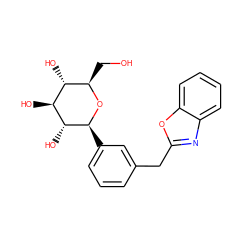 OC[C@H]1O[C@@H](c2cccc(Cc3nc4ccccc4o3)c2)[C@H](O)[C@@H](O)[C@@H]1O ZINC000084619232