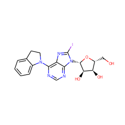 OC[C@H]1O[C@@H](n2c(I)nc3c(N4CCc5ccccc54)ncnc32)[C@H](O)[C@@H]1O ZINC000013643678