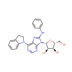 OC[C@H]1O[C@@H](n2c(Nc3ccccc3)nc3c(N4CCc5ccccc54)ncnc32)[C@H](O)[C@@H]1O ZINC000006745073