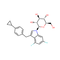 OC[C@H]1O[C@@H](n2cc(Cc3ccc(C4CC4)cc3)c3c(F)cc(F)cc32)[C@H](O)[C@@H](O)[C@@H]1O ZINC000071280891