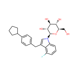 OC[C@H]1O[C@@H](n2cc(Cc3ccc(C4CCCC4)cc3)c3c(F)cccc32)[C@H](O)[C@@H](O)[C@@H]1O ZINC000103253951