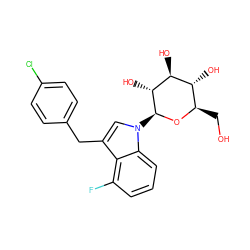 OC[C@H]1O[C@@H](n2cc(Cc3ccc(Cl)cc3)c3c(F)cccc32)[C@H](O)[C@@H](O)[C@@H]1O ZINC000103253963