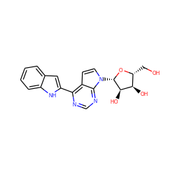 OC[C@H]1O[C@@H](n2ccc3c(-c4cc5ccccc5[nH]4)ncnc32)[C@H](O)[C@@H]1O ZINC000103299522