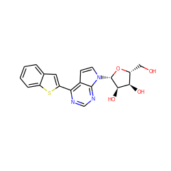 OC[C@H]1O[C@@H](n2ccc3c(-c4cc5ccccc5s4)ncnc32)[C@H](O)[C@@H]1O ZINC000103299533