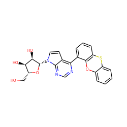 OC[C@H]1O[C@@H](n2ccc3c(-c4cccc5c4Oc4ccccc4S5)ncnc32)[C@H](O)[C@@H]1O ZINC000103299527