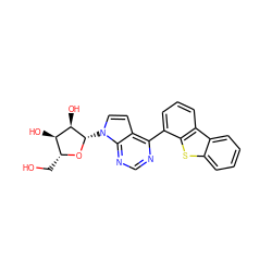 OC[C@H]1O[C@@H](n2ccc3c(-c4cccc5c4sc4ccccc45)ncnc32)[C@H](O)[C@@H]1O ZINC000103299524