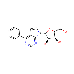 OC[C@H]1O[C@@H](n2ccc3c(-c4ccccc4)ncnc32)[C@H](O)[C@@H]1O ZINC000045325033