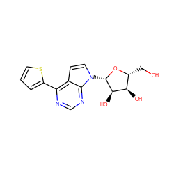 OC[C@H]1O[C@@H](n2ccc3c(-c4cccs4)ncnc32)[C@H](O)[C@@H]1O ZINC000043207208