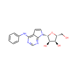 OC[C@H]1O[C@@H](n2ccc3c(Nc4ccccc4)ncnc32)[C@H](O)[C@@H]1O ZINC000013809494