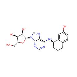 OC[C@H]1O[C@@H](n2cnc3c(N[C@@H]4CCCc5ccc(O)cc54)ncnc32)[C@H](O)[C@@H]1O ZINC000013649497