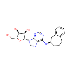 OC[C@H]1O[C@@H](n2cnc3c(N[C@@H]4CCCc5ccccc5C4)ncnc32)[C@H](O)[C@@H]1O ZINC000013649549