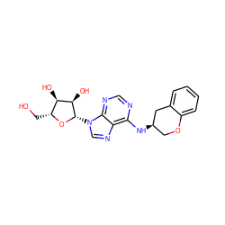 OC[C@H]1O[C@@H](n2cnc3c(N[C@@H]4COc5ccccc5C4)ncnc32)[C@H](O)[C@@H]1O ZINC000013649564