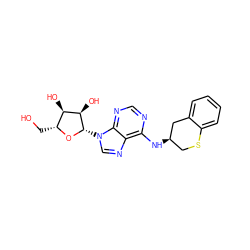 OC[C@H]1O[C@@H](n2cnc3c(N[C@@H]4CSc5ccccc5C4)ncnc32)[C@H](O)[C@@H]1O ZINC000013649571