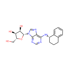 OC[C@H]1O[C@@H](n2cnc3c(N[C@H]4CCCc5ccccc54)ncnc32)[C@H](O)[C@@H]1O ZINC000013649487