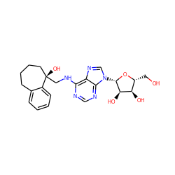 OC[C@H]1O[C@@H](n2cnc3c(NC[C@@]4(O)CCCCc5ccccc54)ncnc32)[C@H](O)[C@@H]1O ZINC000013649551