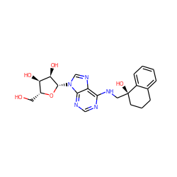 OC[C@H]1O[C@@H](n2cnc3c(NC[C@@]4(O)CCCc5ccccc54)ncnc32)[C@H](O)[C@@H]1O ZINC000013649536