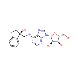 OC[C@H]1O[C@@H](n2cnc3c(NC[C@@]4(O)CCc5ccccc54)ncnc32)[C@H](O)[C@@H]1O ZINC000013649475