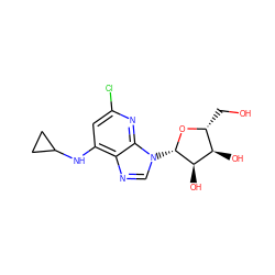 OC[C@H]1O[C@@H](n2cnc3c(NC4CC4)cc(Cl)nc32)[C@H](O)[C@@H]1O ZINC000032016590