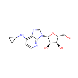 OC[C@H]1O[C@@H](n2cnc3c(NC4CC4)ccnc32)[C@H](O)[C@@H]1O ZINC000032016591