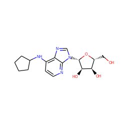 OC[C@H]1O[C@@H](n2cnc3c(NC4CCCC4)ccnc32)[C@H](O)[C@@H]1O ZINC000032016594