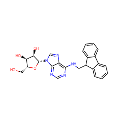 OC[C@H]1O[C@@H](n2cnc3c(NCC4c5ccccc5-c5ccccc54)ncnc32)[C@H](O)[C@@H]1O ZINC000049112698