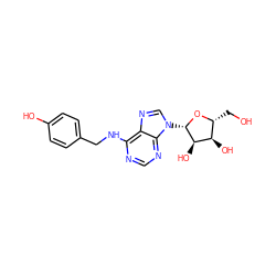 OC[C@H]1O[C@@H](n2cnc3c(NCc4ccc(O)cc4)ncnc32)[C@H](O)[C@@H]1O ZINC000028638129