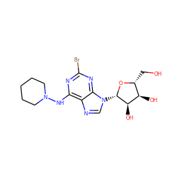 OC[C@H]1O[C@@H](n2cnc3c(NN4CCCCC4)nc(Br)nc32)[C@H](O)[C@@H]1O ZINC000026638508