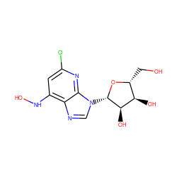 OC[C@H]1O[C@@H](n2cnc3c(NO)cc(Cl)nc32)[C@H](O)[C@@H]1O ZINC000013822857