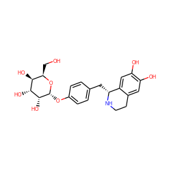 OC[C@H]1O[C@H](Oc2ccc(C[C@H]3NCCc4cc(O)c(O)cc43)cc2)[C@H](O)[C@H](O)[C@H]1O ZINC000095565409