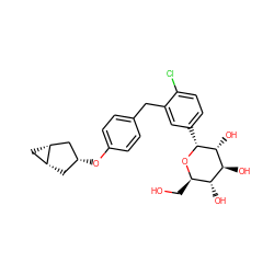 OC[C@H]1O[C@H](c2ccc(Cl)c(Cc3ccc(O[C@@H]4C[C@@H]5C[C@@H]5C4)cc3)c2)[C@H](O)[C@@H](O)[C@@H]1O ZINC001772604003